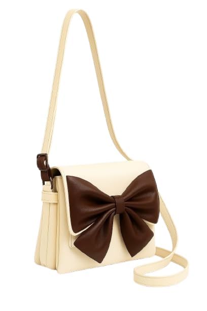 trendy girls sling bag with big bow | stylish crossbody shoulder bag for women & teens | cute small pu leather handbag for parties, travel & casual outings