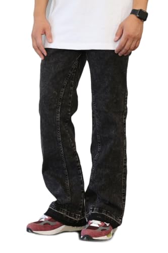 AIRNINE Men's Flared Raw Black Denim Jeans (28 to 40)