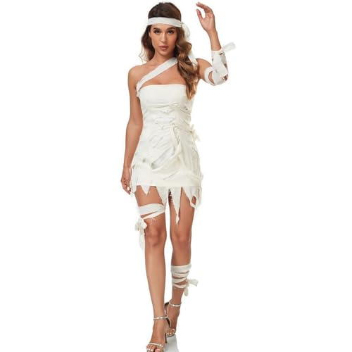 Amazon.com: Cosplay Dress Sleeveless for Women Slim Mini Dress Tape Ripped  Tunic Dress Halloween Carnival Masquerade Costumes White : Clothing, Shoes  & Jewelry