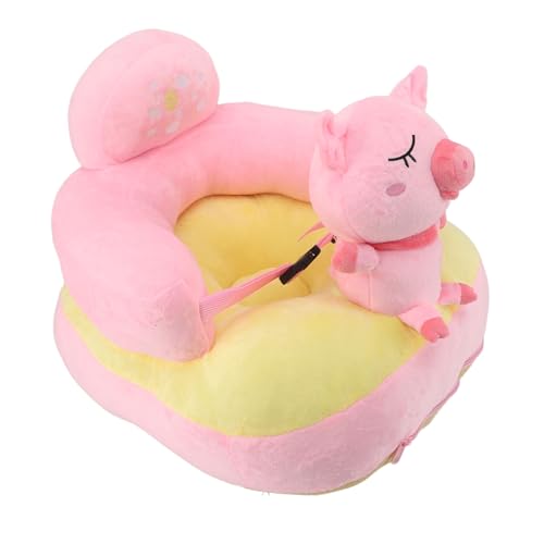 Baby Support Seat, Adjustable Angle Baby Learning to Sit Chair Plush with USB Charging Cable for Toddlers for Home (Roseate Pig)
