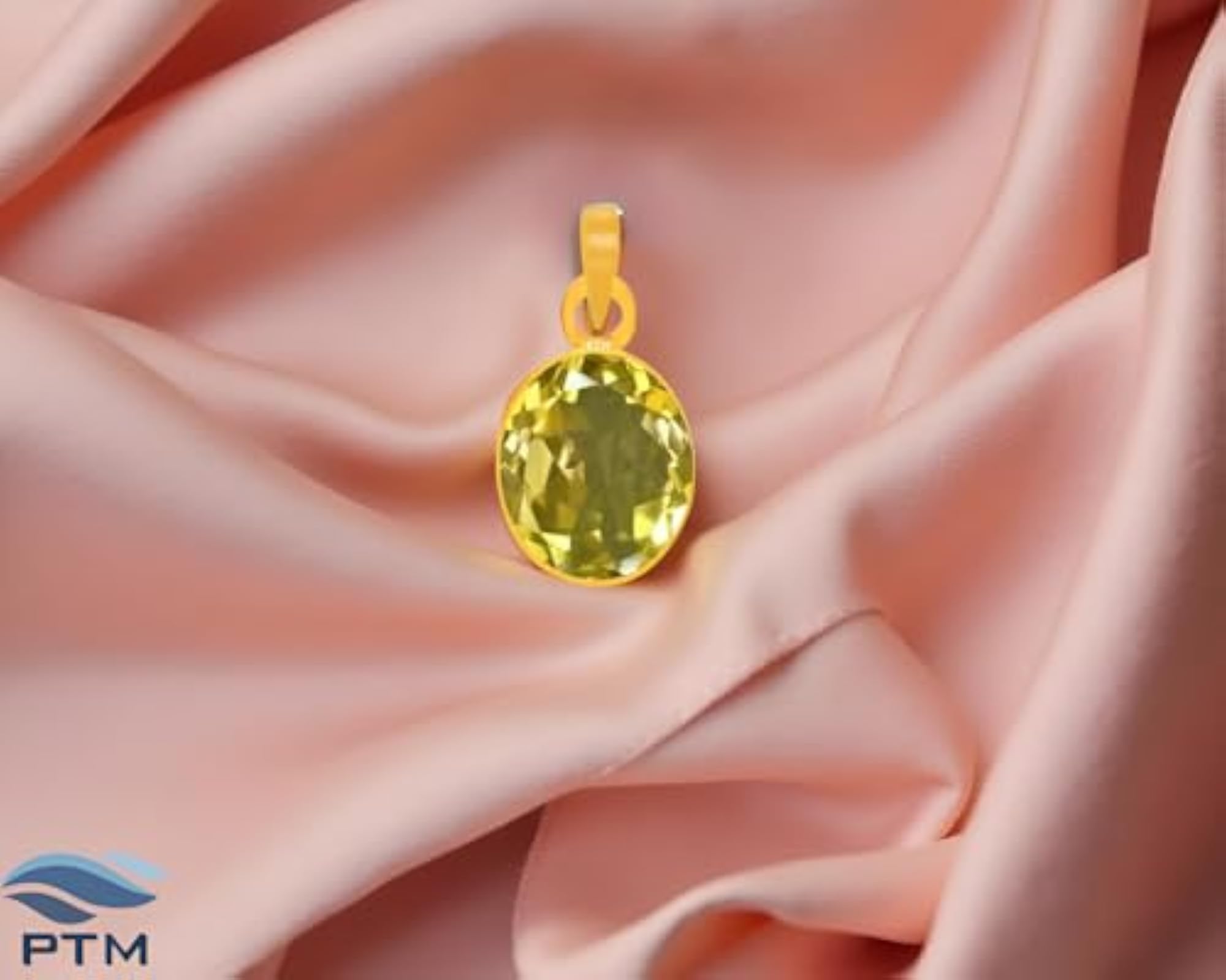 Women's Natural Citrine 22K Gold Plated Pendant, Astrological Gemstone