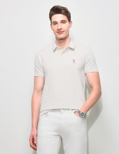 Image of U.S.Polo Association Men's Textured Slim Fit Polo Shirt