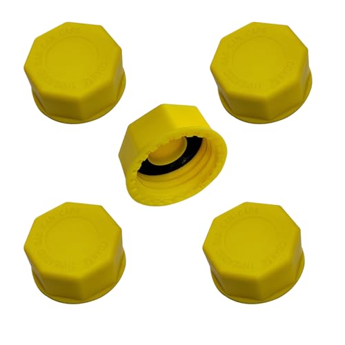 Fesasn 5 Gallon Gas Can Caps Replacement, for Most 1/2/3/5 Gallon Gas Cans, for Midwest, Scepter, Jerry Cans, old Coarse Thread gas cans, Coarse Thread Cap to Prevent Fuel Leakage (Pack of 5 yellow)