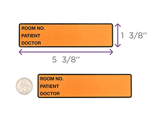 Image of Carstens Patient I.D. Adhesive Medical Chart Labels for 1.5 inch - 4 inch Ring Binder Spines - Pre-Printed Sticker Labels (Room No. / Patient /Doctor), 5 3 /8 inch x 1 3 /8 inch, Orange, Roll of 200