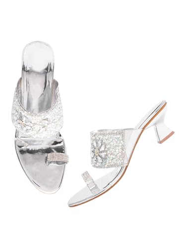 Image of TRYME Fancy Embroidery Kitten Heel Sandal Stylish Embellished Wedding Footwear Sandals For Women & Girls