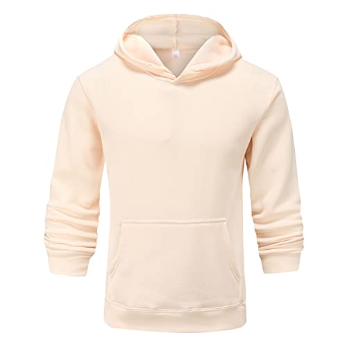 Maiyifu-GJ Pullover Hoodies for Men Classic Casual Solid Loose Fit Long Sleeve Hoodie Basic Lightweight Hooded Sweatshirt (Khaki,3X-Large)