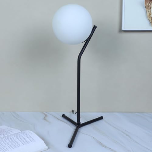 Image of tu casa Black Metal Base Bedside Table Moon Lamp with Glass for Home Decoration Bedroom Living Room Lounge Office Festival Decor & Gifting Study Table H - 19 inch / No Blub