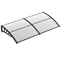 FANTASK Vordach für Haustür 199 x 99 cm, Überdachung aus Aluminium und Polycarbonat, Transparentes Pultbogenvordach, Haustürvordach, Pultvordach, Haustürdach, Türvordach für Eingangsbereich