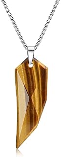COAI Stainless Steel Chain Wolf Tooth Stone Pendant Necklace