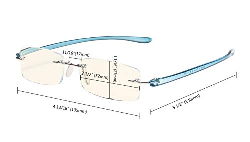 Image of CessBlu Computer Reading Glasses for Men Women Blue Light Filter Anti Glare UV Ray Protection Rimless Reader Eyeglasses