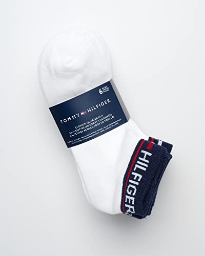 Image of Tommy Hilfiger Womens Quarter Socks - 6 Pack Cotton Blend Cushioned Athletic Ankle Socks for Women for Sports and Running