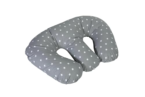 Cuddles Collection Twin Nursing Pillow Breast feeding Support 4 in 1 Pillow - Grey Star