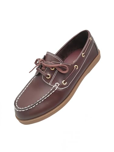 Image of BEST TRENDY Lace-Up Loafers for Women Business Casual Shoes Comfortable & Lightweight Penny Loafers Slip On Work Flats Boat Shoes Women