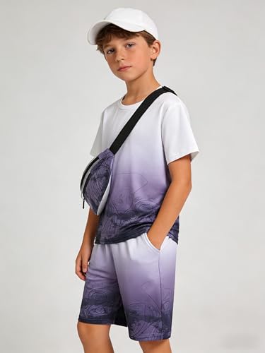 Image of Kid Toddler Baby Boys Clothes Tie-dye Palm Leaf Top 2Pcs Summer Shorts Set