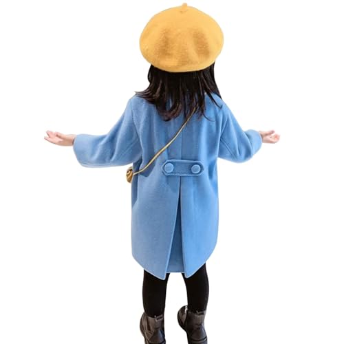 Girls Winter Coat Wool Blend Double Breasted Kids Long Trench Coat with Pocket Button Preppy Toddler Fall Jacket2