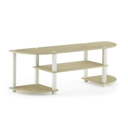 Image of Furinno Turn-S-Tube Wide TV Entertainment Center, Cream Faux Marble /White