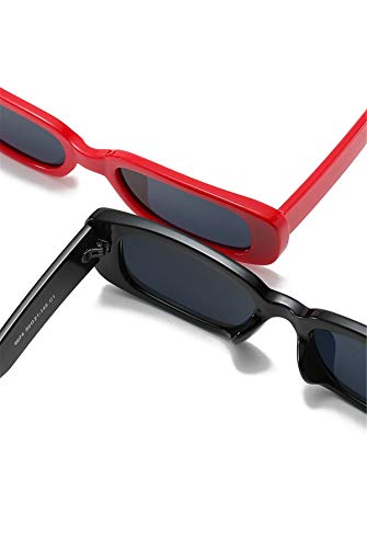 Image of IKANOO Retro Rectangle Sunglasses for Women Men Small Square Frame Trendy Y2K 90's Black Sunglasses