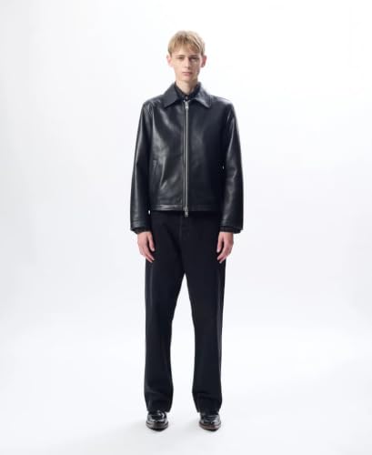 Image of Men's Leather Jacket Regular Fit Full Zip Casual Wear Leather jacket with regular fit, classic collar, full zip closure and timeless design for versatile casual everyday styling.