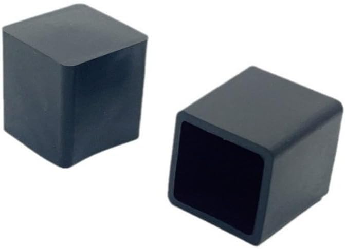 32Pcs Black Square Rubber End Caps 20x20mm-50x50mm Plastic Furniture Chair Leg Caps Rubber Tips Floor Protectors Non-Slip for Desk Chair Leg (Black,25X25)