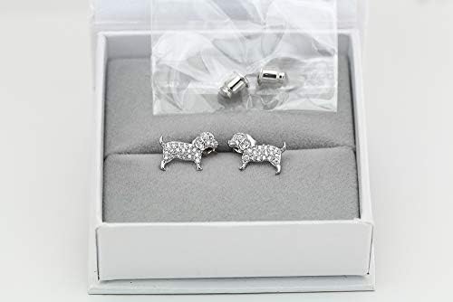 Baobei silver Earrings for women, Sterling Silver Dog stud earrings, crystal earrings, Zirconia cute dog Stud Earrings For Girls friendship birthday gift, jewellery gifts for women, Jewellery Box