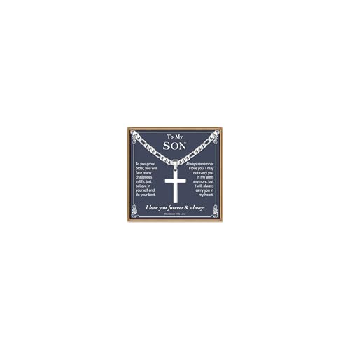 IEFLIFE Cross Necklaces Gifts for Men Him - Silver Figaro Chain Stainless Steel Cross Necklace Jewelry, Anniversary Birthday Gift for Dad Husband Brother Son Grandson Gift