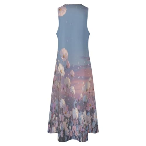 Robe lâche bleu poudré avec poches intégrées et dégradé de plantes bohème - 5