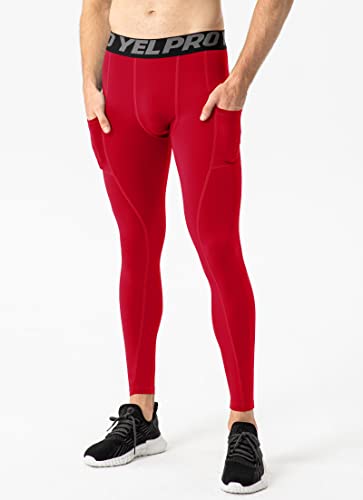 Queerier Calças de compressão masculinas leggings atléticas ativas com bolsos para corrida de camada