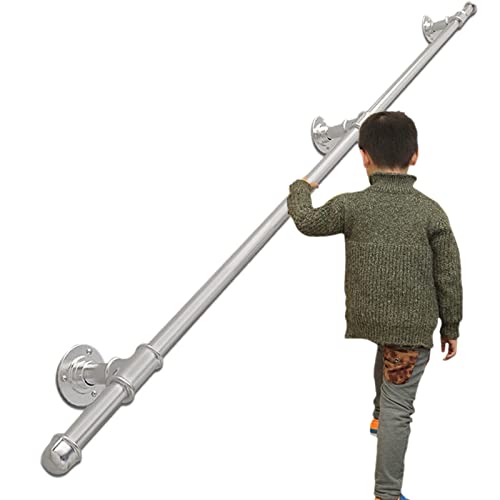 ZINIUKEJI Pasamanos para escaleras, 1 m 1,5 m 2 m 3 m 4 m 5 m 6 m Pasamanos de Escalera Barandilla Interior Exterior Barandilla de Apoyo, Baño Corredor Escalera Barandilla, Plateado (Size : 150cm) Cover
