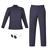 DAZCOS Men's Anime Costume US Size Cosplay Jacket Pants with Glasses for Party Halloween