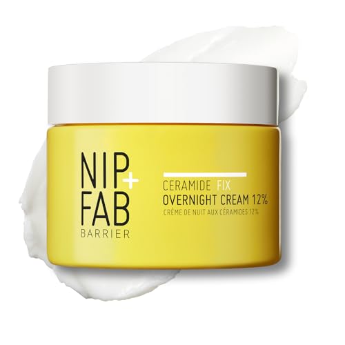 Nip+Fab Ceramide Fix Overnight Cream 12% 50 ml, 5% Active Ceramide Blend, 2% Azelaic Acid, 4% Squalane, 1% Biolin, For Mature, Sensitive Skin, Fragrance-Free, Vegan, Cruelty-Free