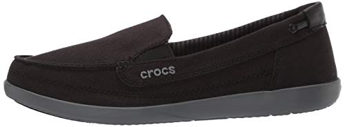 Crocs Mocassim Walu feminino | Mocassim feminino | Sapatos de caminhada para mulheres, Preto/cinza (