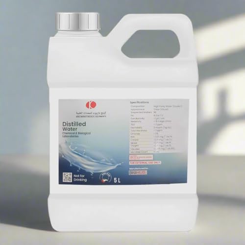 King Mariot Distilled Water | Zero Impurities | Suitable for Distilled & Deionized Water Applications | Superior Purity & Quality Meeting Global Standards (5 Liter)