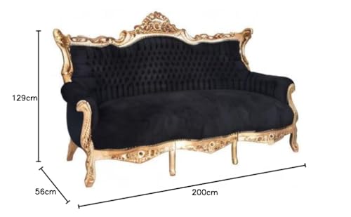 Prunksofa barockes Salon Sofa Schwarz Gold Antik Stil Sitzbank 200 cm cat599a02 Palazzo Exklusiv – Bild 4