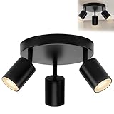plafonnier spot rond 【Orientation flexible pour un éclairage personnalisé】Avec sa fonction de plafonnier orientable et sa conception innovante avec trois têtes ajustables, vous pouvez diriger les faisceaux lumineux précisément. Ce plafonnier LED noir est idéal pour un éclairage d'accent ciblé et l'éclairage parfait de différentes zones de la pièce selon vos besoins.