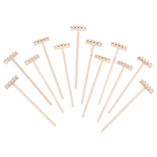 Yardenfun 12pcs Mini Sand Rake Set - Micro Landscape Gardening Tools - Bamboo Zen Garden Accessories - Compact Desk Decor - Small Outdoor Toy - Sandbox Tool Kit - Tabletop Meditation Tray Rakes