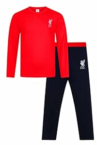 Herren Offizieller Liverpool Football Club Langer LFC Schlafanzug Schwarz Rot Gr. L, rot