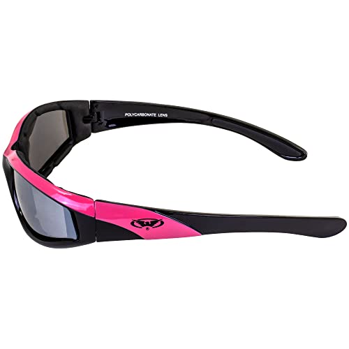 Global Vision Eyewear Hawkeye Motorcycle Riding Sunglasses for Women Black Pink Frame w/Smoke Lenses3