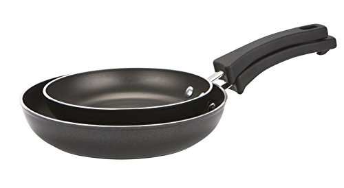 Prestige Kitchen Hacks 20 cm and 24 cm Twin Pack Nesting Frypans, Aluminium, Black