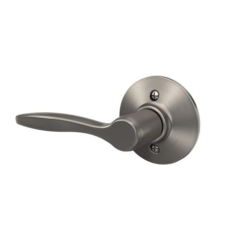 Image of Schlage F170 DEL 619 LH Left Handed Delfayo Door Lever with Standard Trim, One-Sided Non-Turning Dummy Handle, Satin Nickel