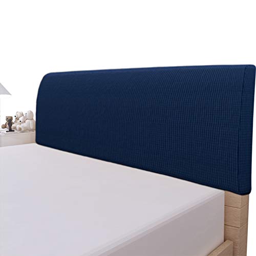 Easy-Going Stretch Bed Headboard Slipcover,Small Square Jacquard Furniture Cover, Dustproof Protector Cover for Bedroom Decor (King,Navy)