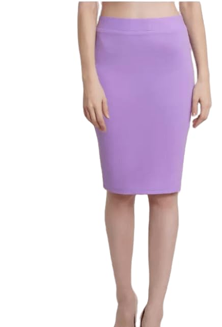 CRAMPLE® Double-Layer Cotton Simple Stretchy Tube Pencil Mini Skirt Formal Pencil Skirt with Elastic Waist Band [Waist -(28-34cm), Length -50Cm]-picture-34