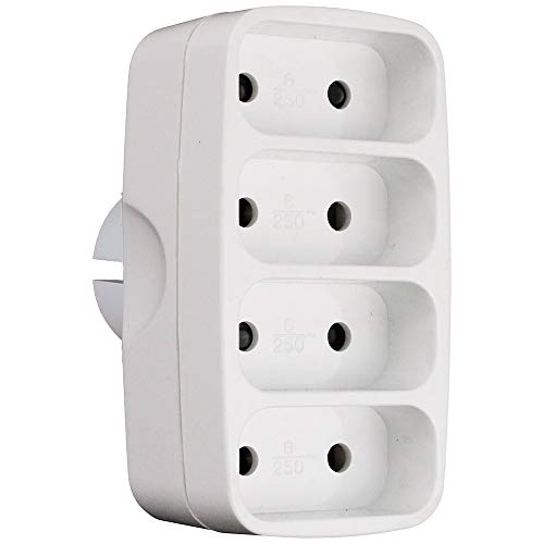 Multiprise quadriplite 6A façade - Blanc - Zenitech