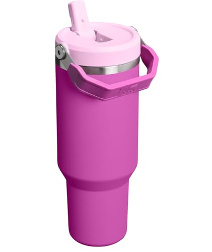 Image of STANLEY IceFlow 2.0 Flip Straw Tumbler with Handle 40 oz | Twist On Lid and Flip Up Straw | Leakproof Water Bottle | Insulated Stainless Steel | BPA-Free | Dark Blossom