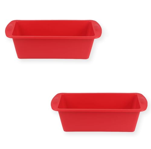 hjwanyin Mini Loaf Tins 2 Pcs, Silicone 1Lb Loaf Pans, Non-Stick Baking Trays, Small Cake Bread Tins for Baking, Rectangle Baking Moulds, Air Fryer Cake Tin, Bread Making Accessories