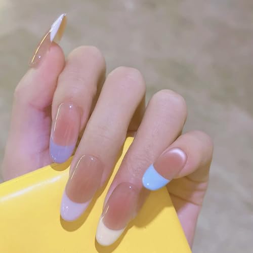 2026 Spring & Summer Handmade Press On Nails Medium Oval French T...