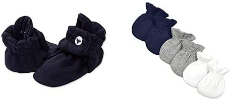 Baby Boys Mittens & Booties Set - Newborn Essentials, Midnight Blue, 3-PK Mitts and 0-3M Booties