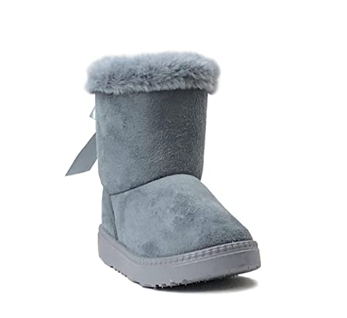 Image of REDVOLUTION Kids Boots Toddler Girls Cute Butterfly Bow | PomPom PU leather Boot (Toddler /Small Kid)