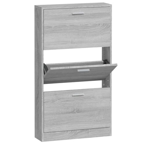 vidaXL Armoire à Chaussures Range-Chaussures Armoire de Rangement Meuble à Chaussures Entrée Couloir Salon Sonoma Gris 59x17x108 cm Bois d'Ingénierie