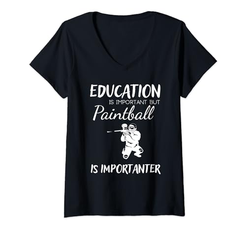 Femme passion paintball : où le plaisir surpasse l'éducation T-Shirt avec Col en V