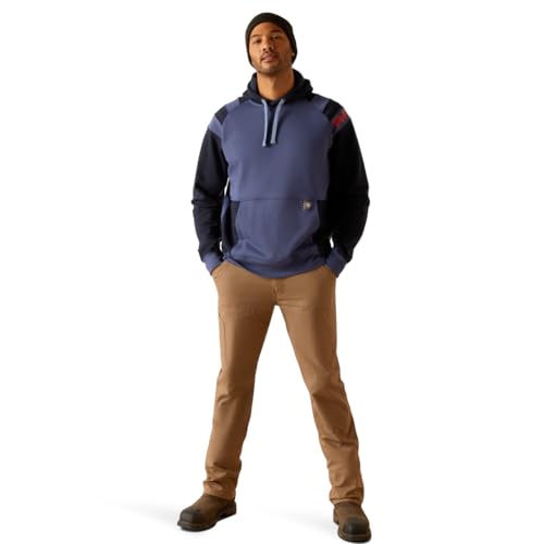 Image of Ariat Men's Rebar Workman Colorblock Logo Hoodie
